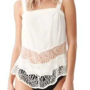 Y2K Vintage Unique White Lace Cami Tank Top with Metal Buckles Size Small